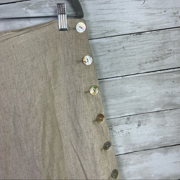 Madewell Linen Blend Side Button Midi Skirt - Picture 7 of 8